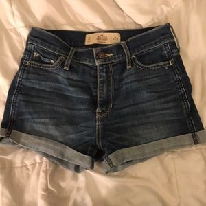 Hollister dark wash high rise shorts